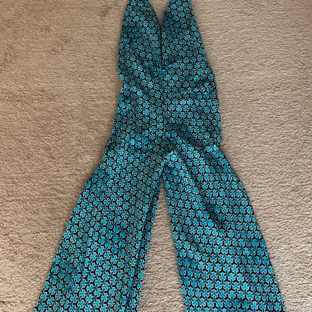 Banana Republic Teal and Black Patterned Jumpsuit- White Lotus Collection